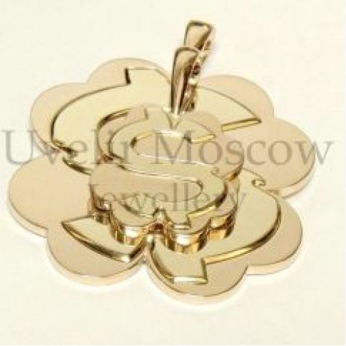 Парные подвески «Клевер» из комбинированного золота