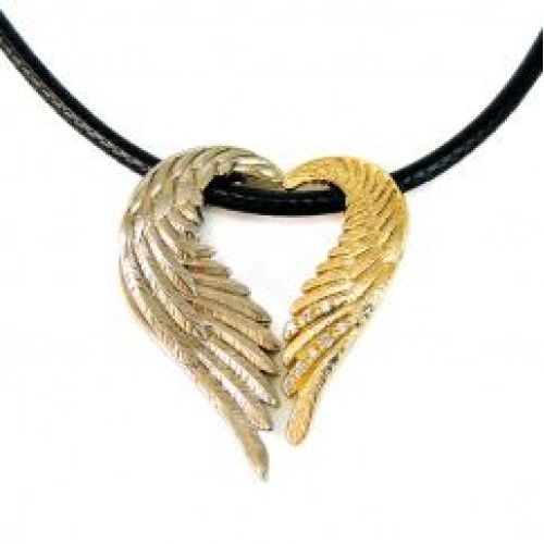 Парные подвески «Крылья ангела» из белого и желтого золота с бриллиантами