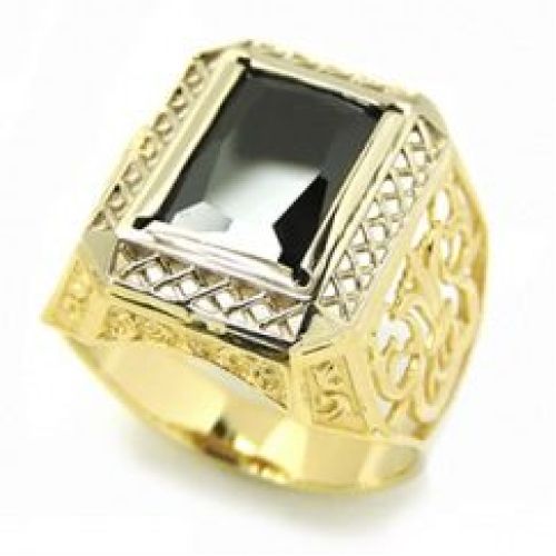 Печатка мужская из желтого и белого золота с черным ониксом