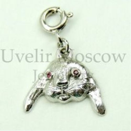 Подвеска «Кролик» из белого золота с рубинами