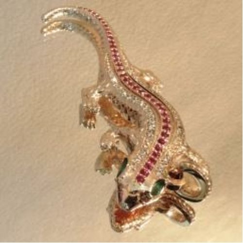 Подвеска «Саламандра» из желтого золота со вставками