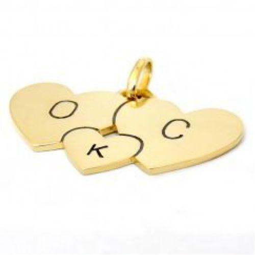 Подвеска «Три Сердца» из желтого золота с рутением