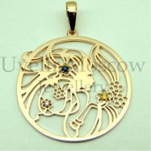 Подвеска «Весна» из желтого золота с драгоценными камнями