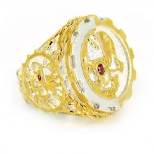 Позолоченная серебряная печатка с рубинами «Адептус Механикус»