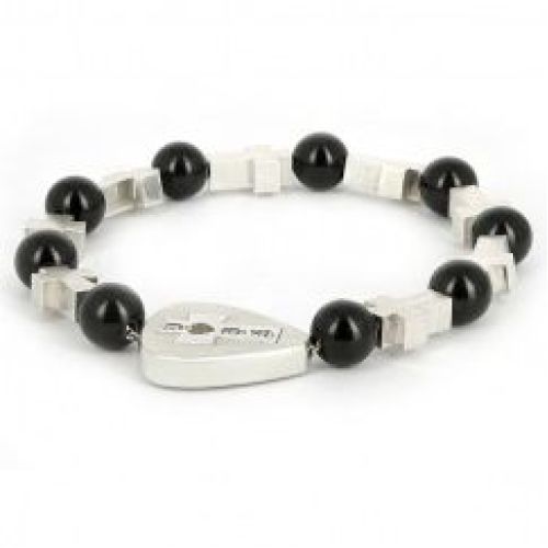 Серебряный браслет «black sabbath» с чёрным ониксом