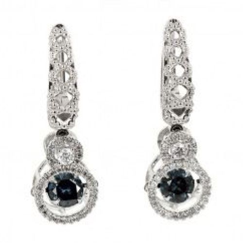 Серьги из белого золота с зелеными бриллиантами