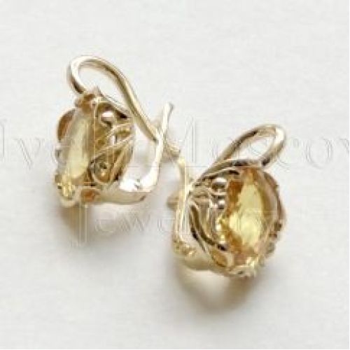 Серьги из красного золота с цитринами