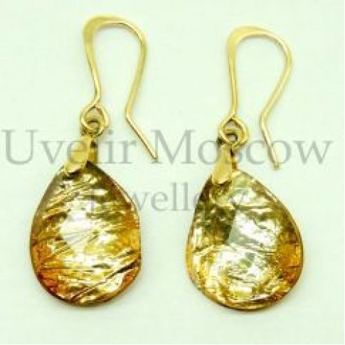 Серьги «Капля» из желтого золота 750 пробы