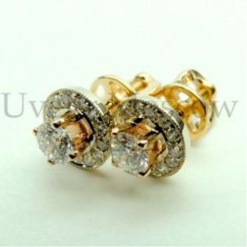 Серьги-пусеты из желтого золота с бриллиантами