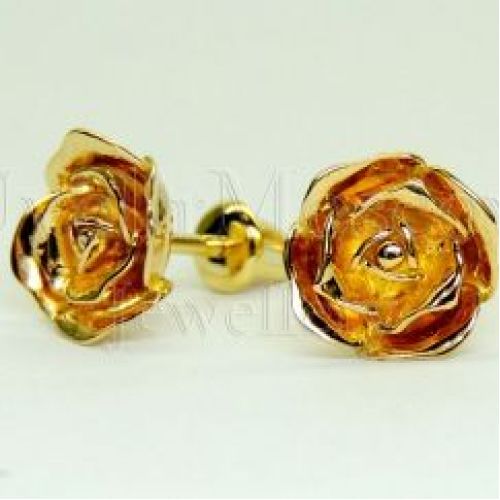 Серьги-пуссеты «Роза» из желтого золота