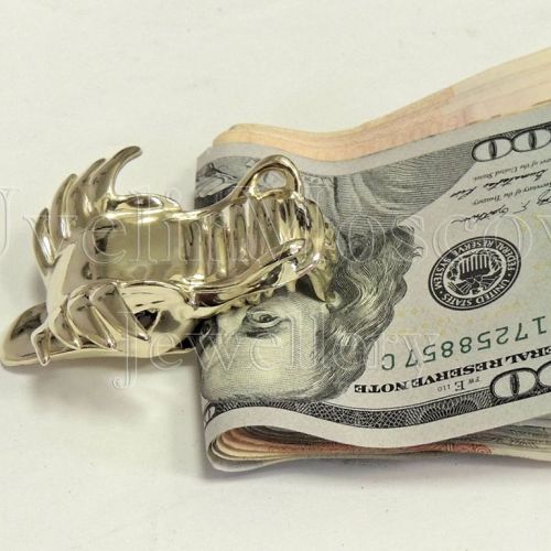 Зажим для денег из желтого золота «Голова Дракона» с рубинами