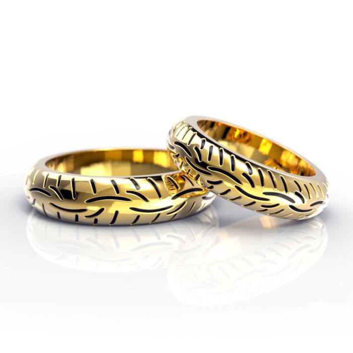 Парные золотые обручальные кольца-шины 