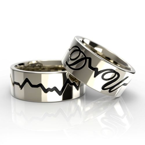 Обручальные кольца «Кардиограмма» из белого золота