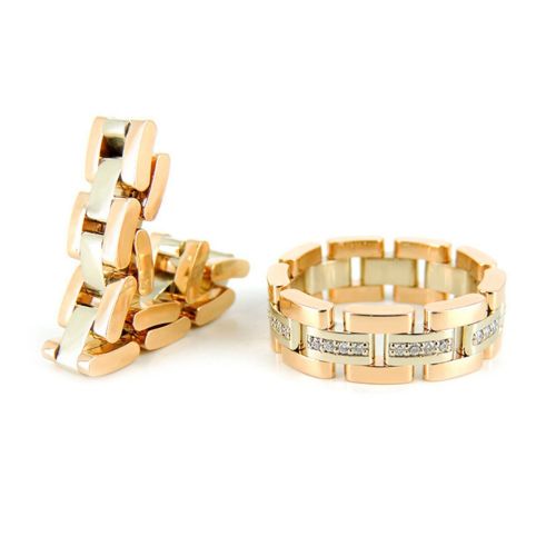 «Живые» обручальные кольца из белого и желтого золота с бриллиантами