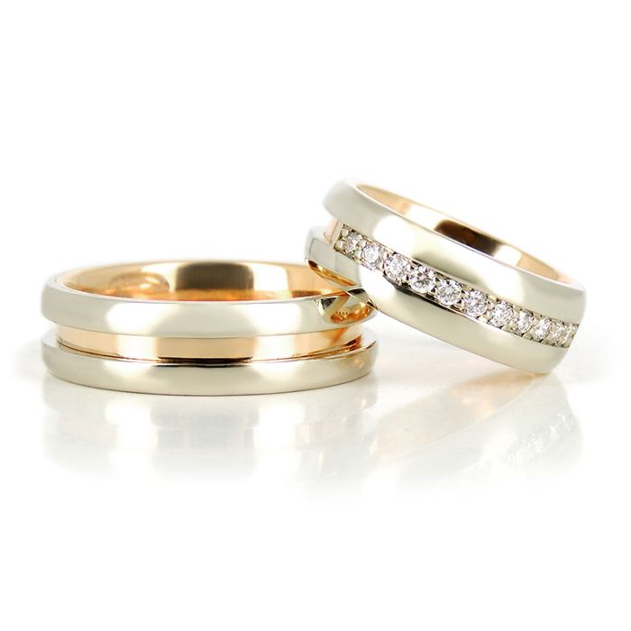 Обручальные кольца из белого и красного золота