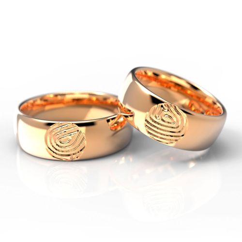Обручальные кольца из красного золота с отпечатками пальцев