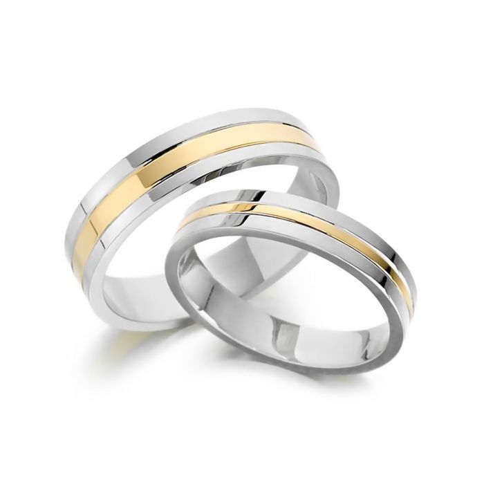 Гладкие обручальные кольца из комбинированного золота