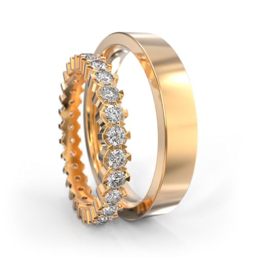 Желтые обручальные кольца с бриллиантами