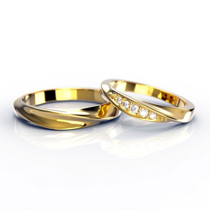 Изящные обручальные кольца с бриллиантами из белого золота