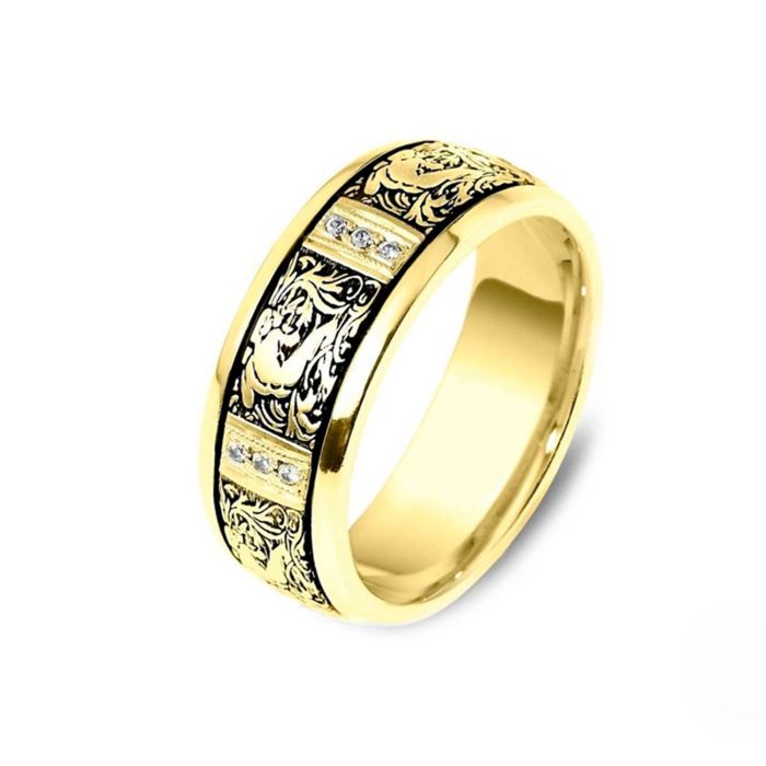 Обручальное кольцо с бриллиантами по индивидуальному эскизу