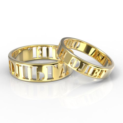 Обручальные кольца из желтого золота именные 