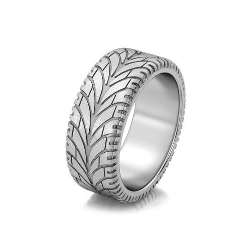 Мужское серебряное кольцо с рисунком протектора