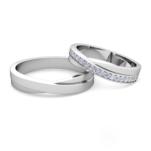 Обручальные кольца «Бесконечность» с бриллиантами из белого золота