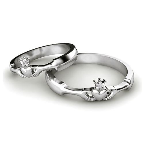 Классические обручальные кольца «Кладдах» из белого золота