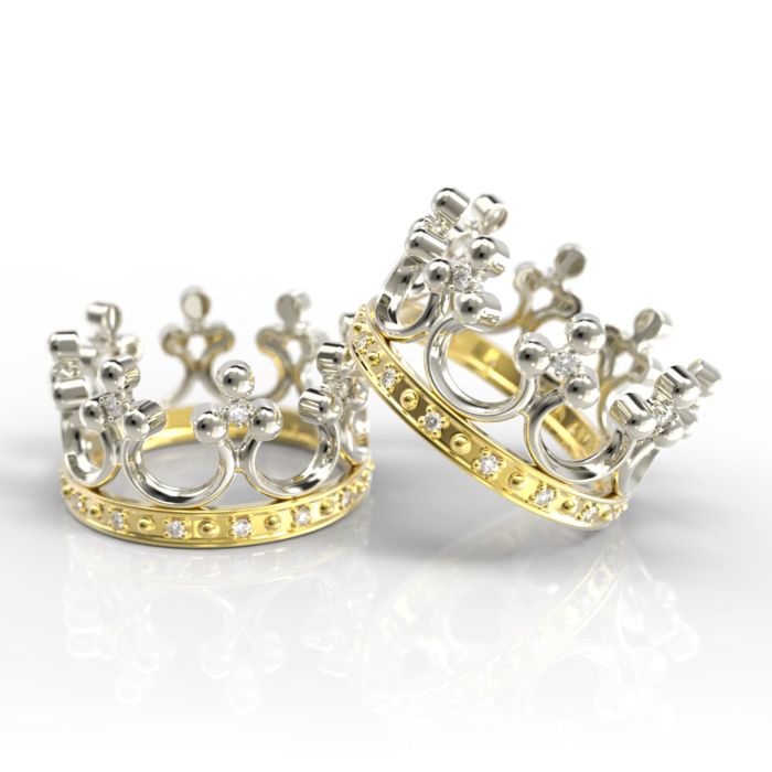 Кольца «Короны» из комбинированного золота с бриллиантами