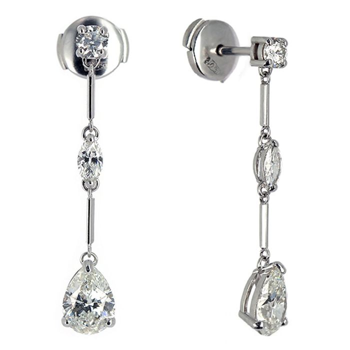 Серьги-пуссеты из белого золота с бриллиантами