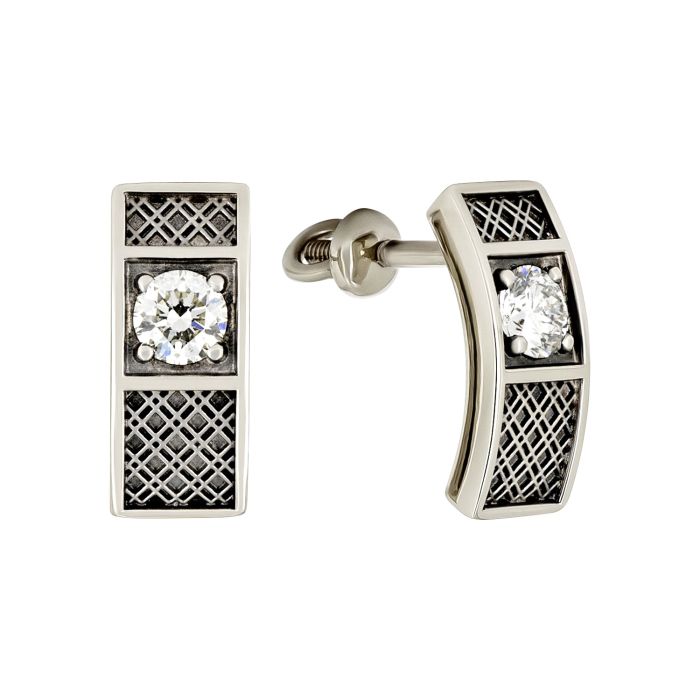 Золотые серьги с бриллиантами и чернением