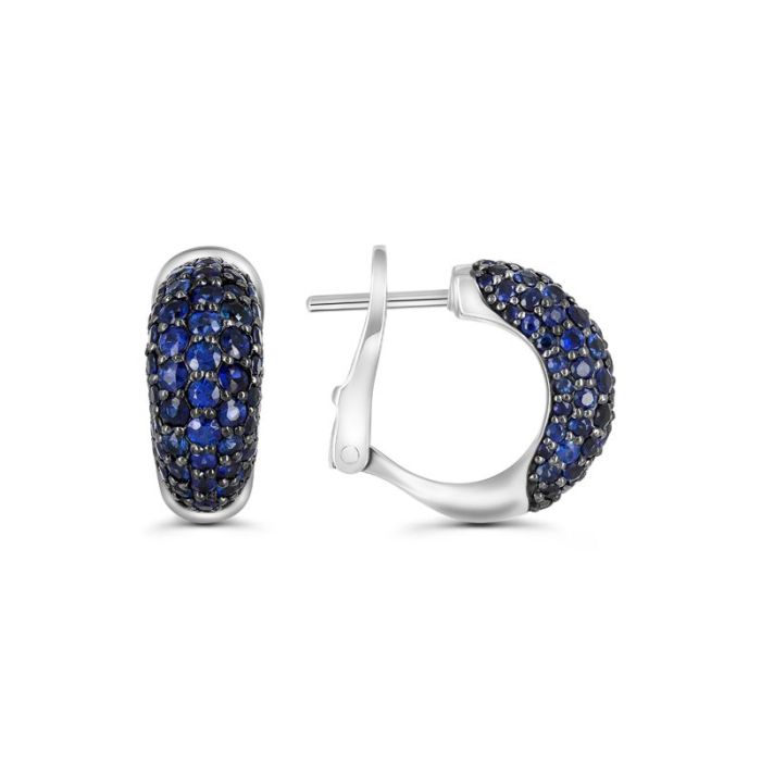 Золотые серьги с россыпью сапфиров