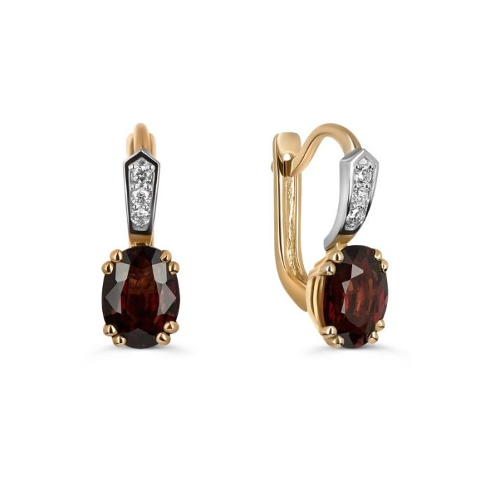 Маленькие серьги из красного золота с рубинами