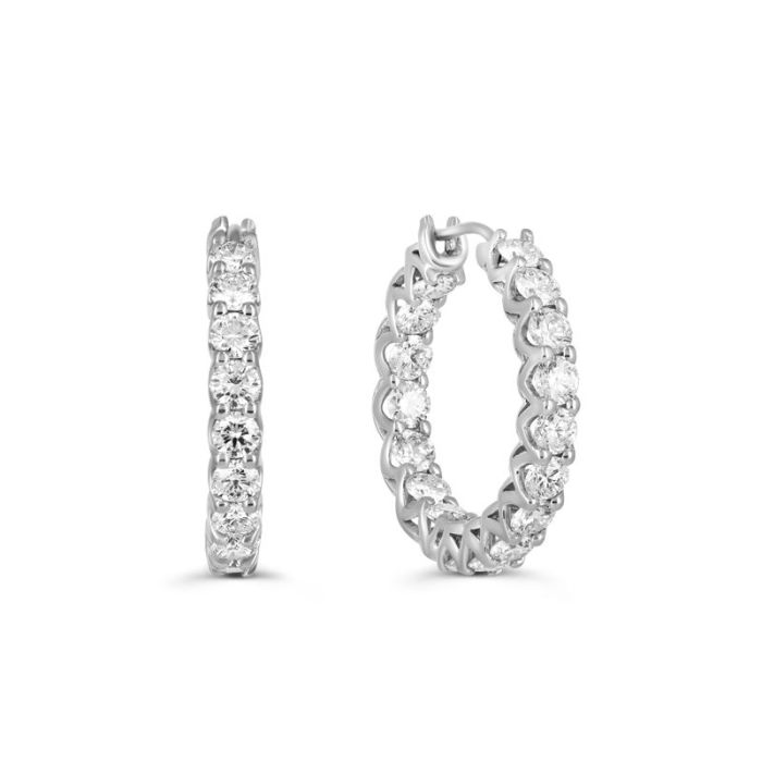 Серьги – кольца с бриллиантами по кругу