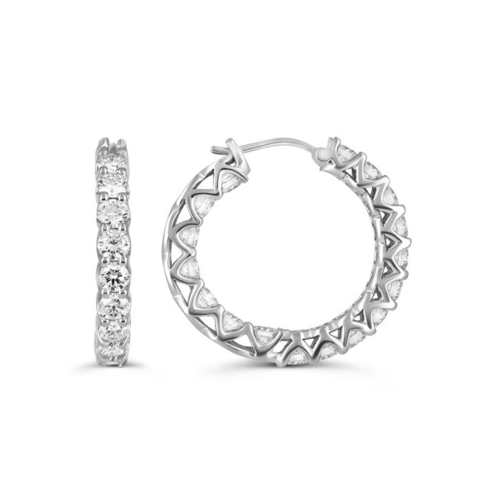 Серьги – кольца с бриллиантами по кругу