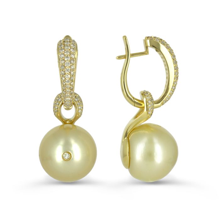 Авторские золотые серьги с жемчугом и бриллиантами