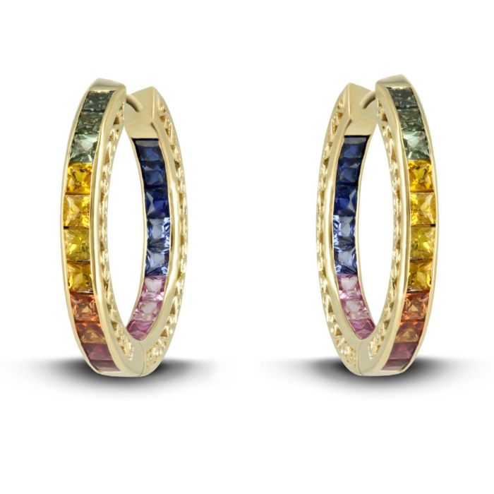 Серьги с разноцветными сапфирами