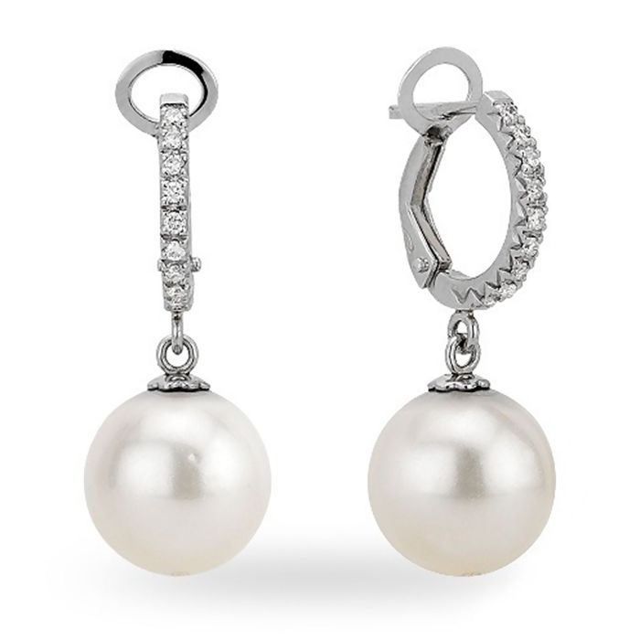 Золотые серьги с жемчугом и бриллиантами U-7