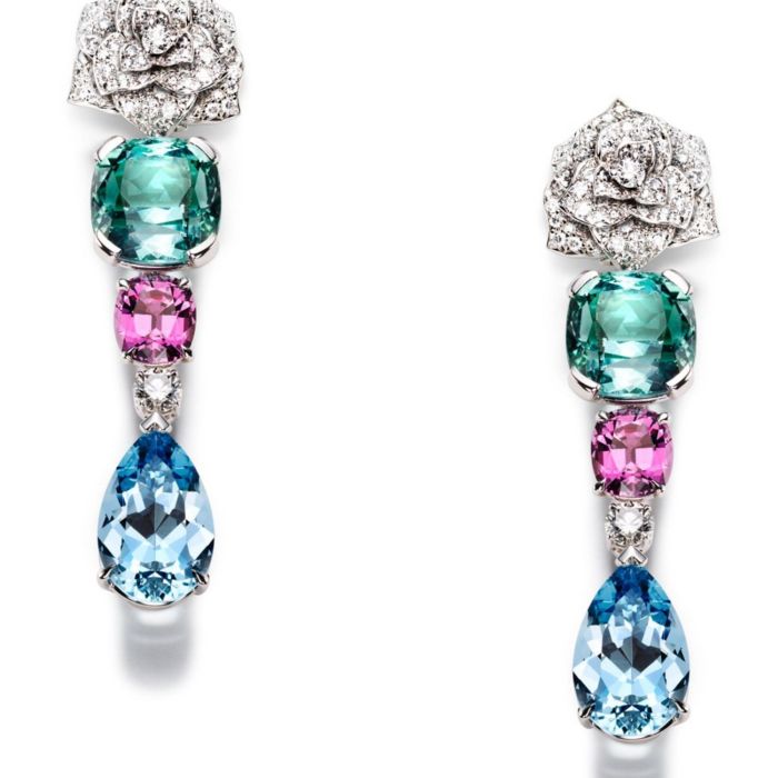 Серьги Rose из белого золота с драгоценными камнями