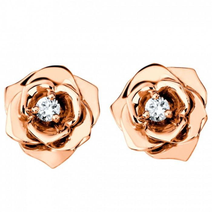 Серьги в виде роз из красного золота с бриллиантами
