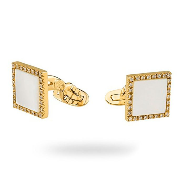 Золотые запонки с перламутром и бриллиантами Z-2