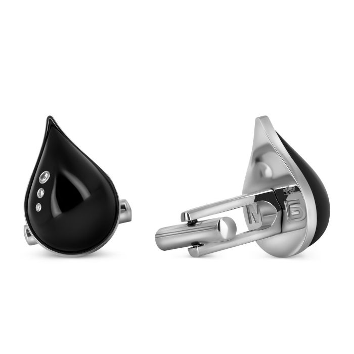 Запонки из белого золота с ониксом и бриллиантами
