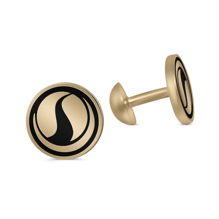 Запонки из желтого золота с эмалью