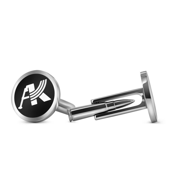 Запонки из белого золота с эмалью и инициалами