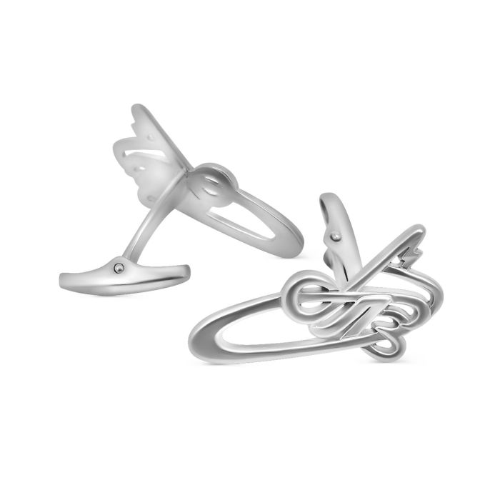 Запонки с инициалами из белого золота