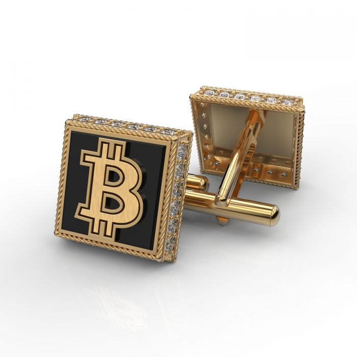 Запонки с изображением криптовалюты в форме «квадрат»