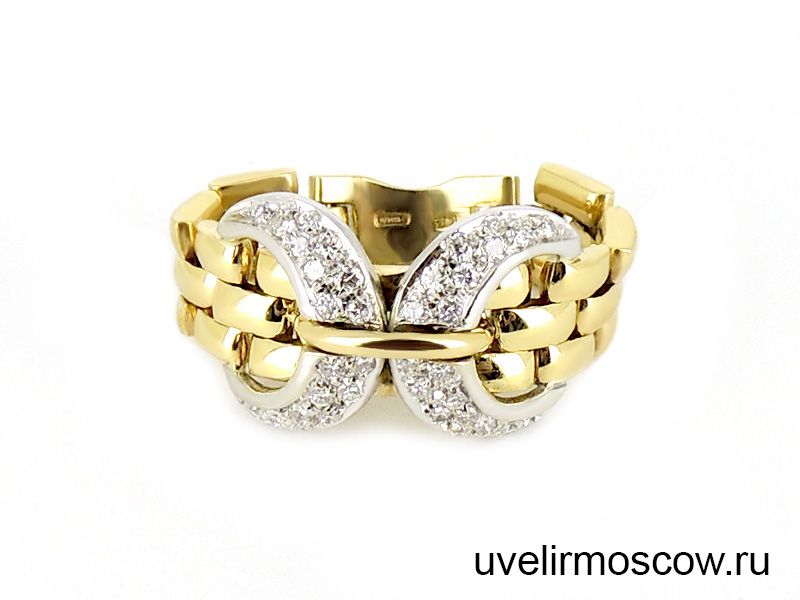 «Живое» кольцо из комбинированного золота с бриллиантами