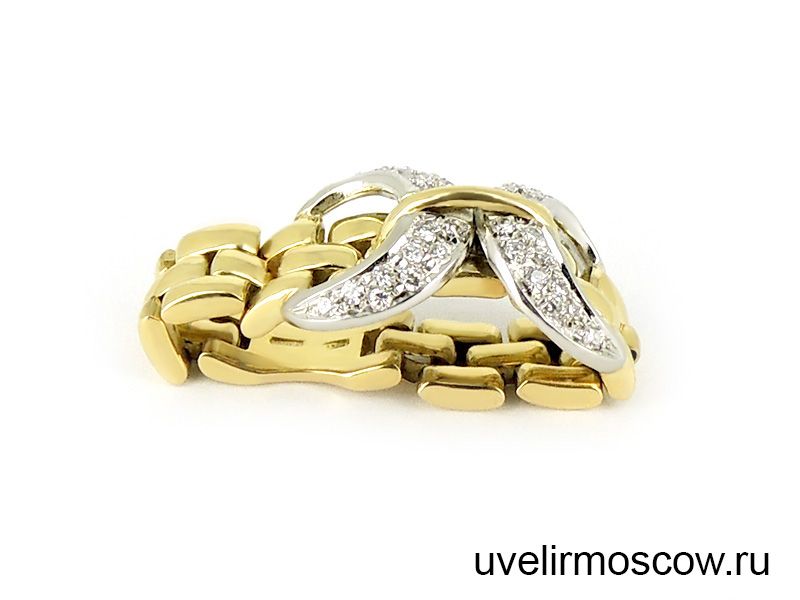 «Живое» кольцо из комбинированного золота с бриллиантами