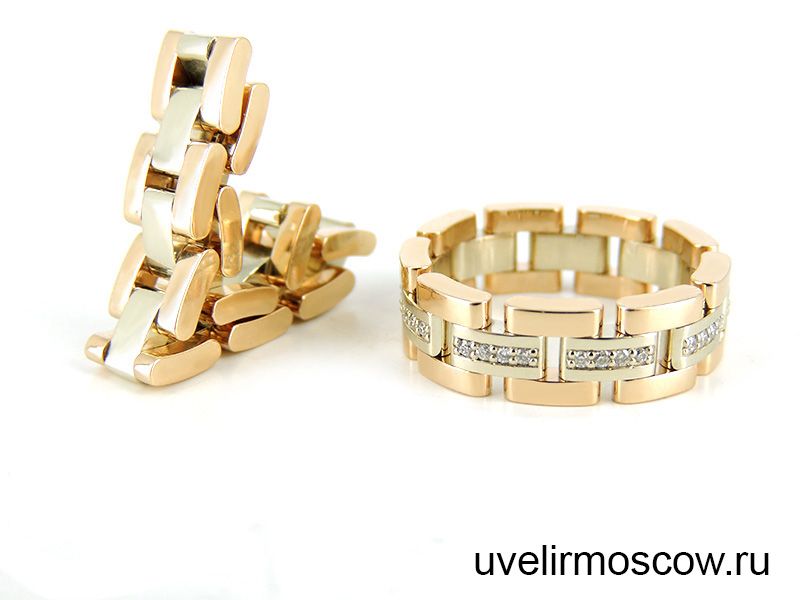 «Живые» обручальные кольца из комбинированного золота с бриллиантами