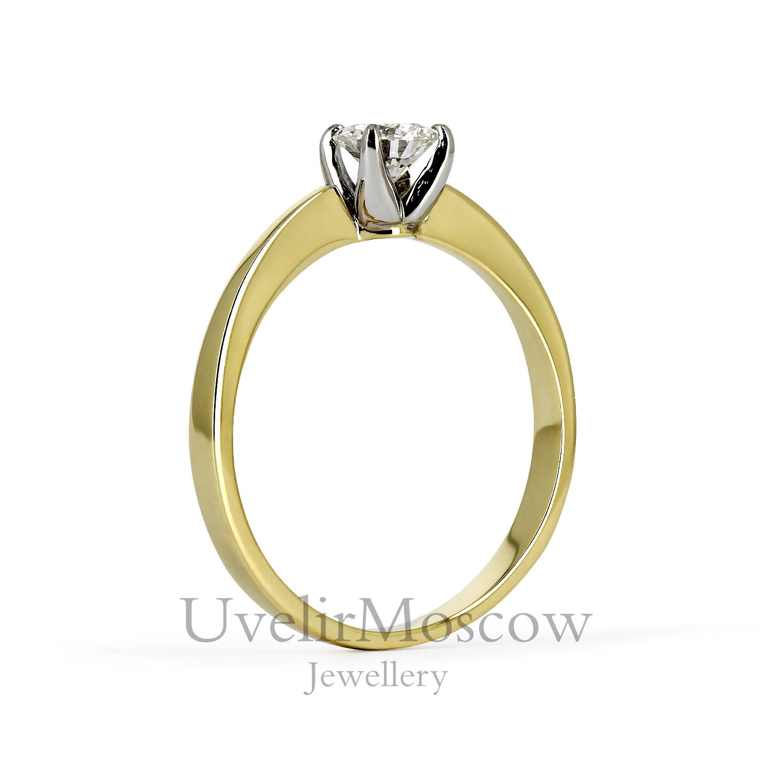 Помолвочное кольцо из желтого и белого золота с бриллиантом